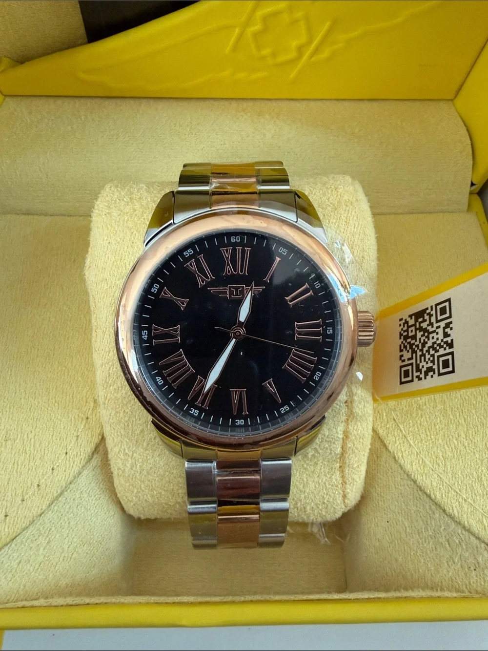 Invicta Two-Tone Men's Watch with Black Dial and Rose Gold Accents
